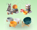 Comedero o bebedero ceramico y madera