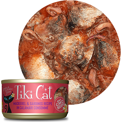 TIKI CAT - Grill lata de Caballa y sardinas en sopa de calamar
