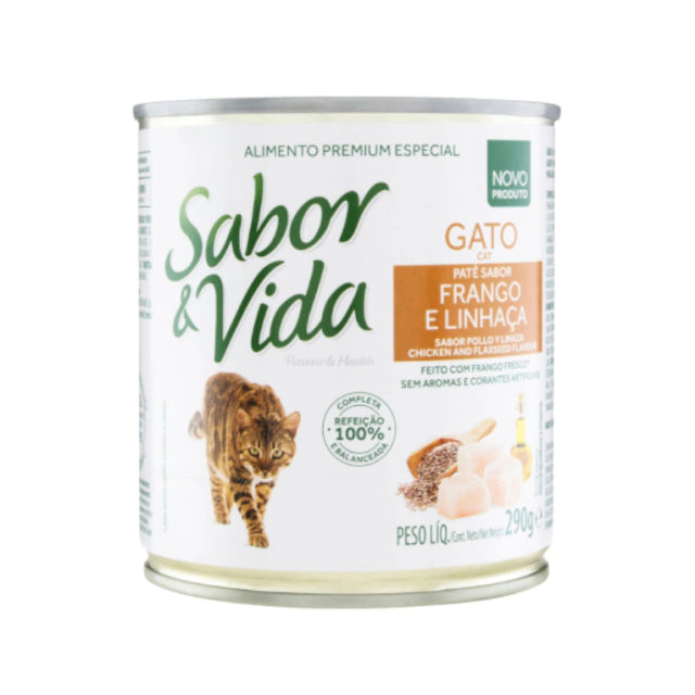 SABOR Y VIDA - Paté en lata para gato (Pollo y linaza)