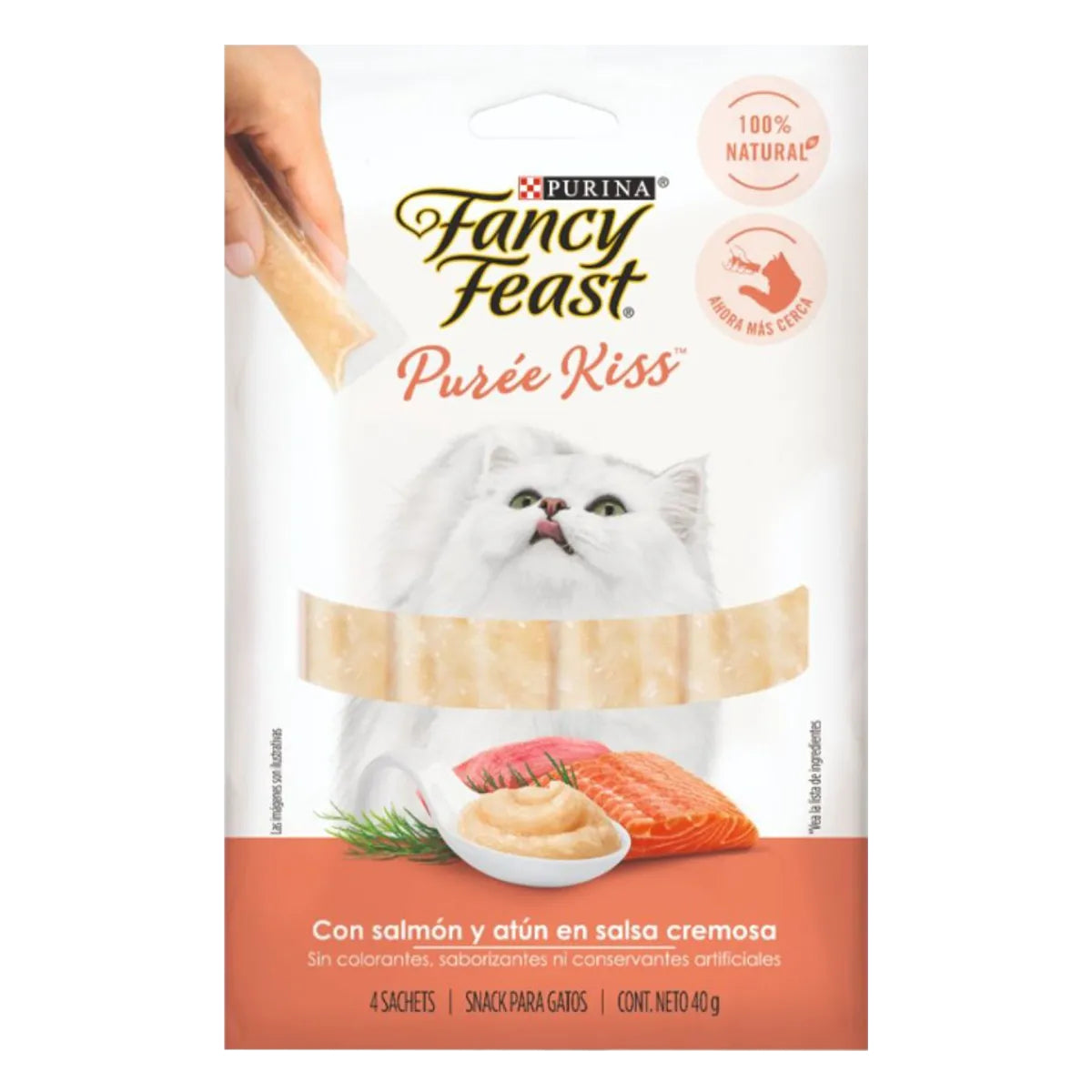 FANCY FEAST - Snack pureé kiss (Atún y salmón)
