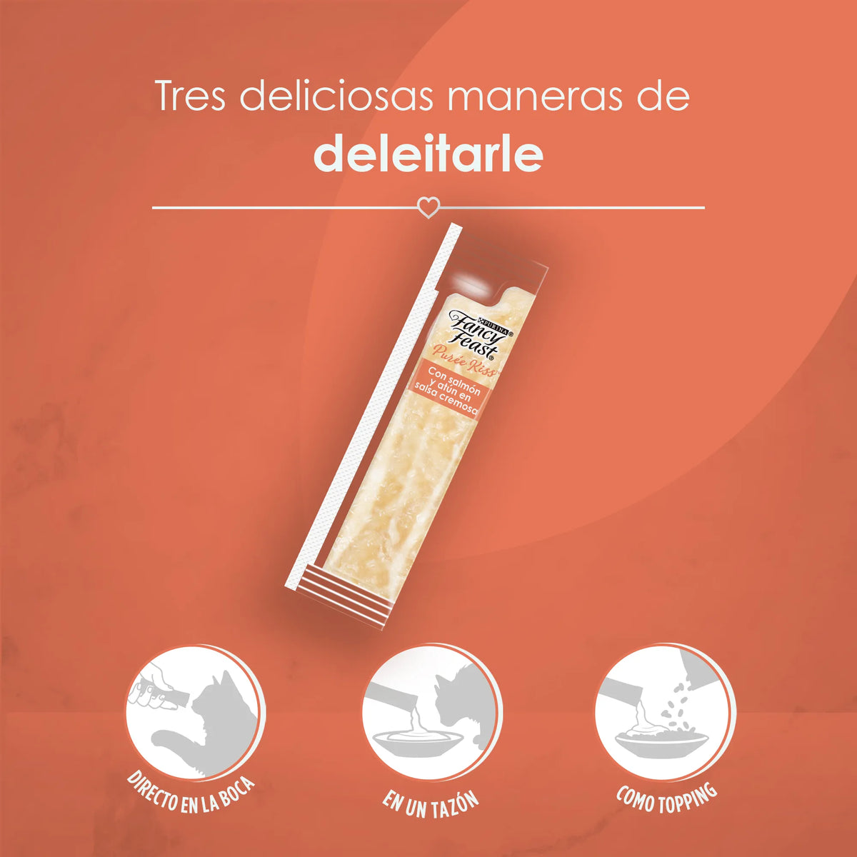 FANCY FEAST - Snack pureé kiss (Atún y salmón)