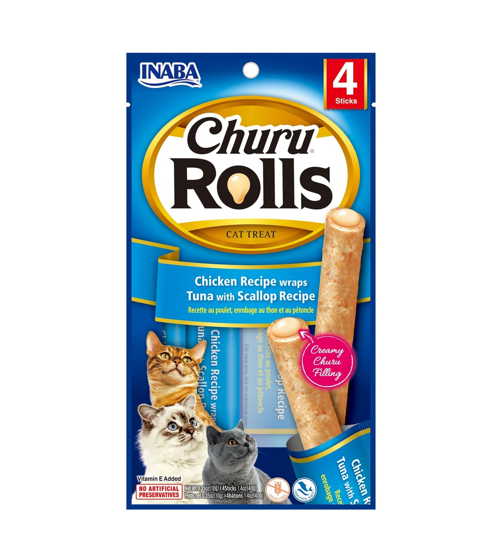INABA - Churu rolls (Atún con vieira) 4 und