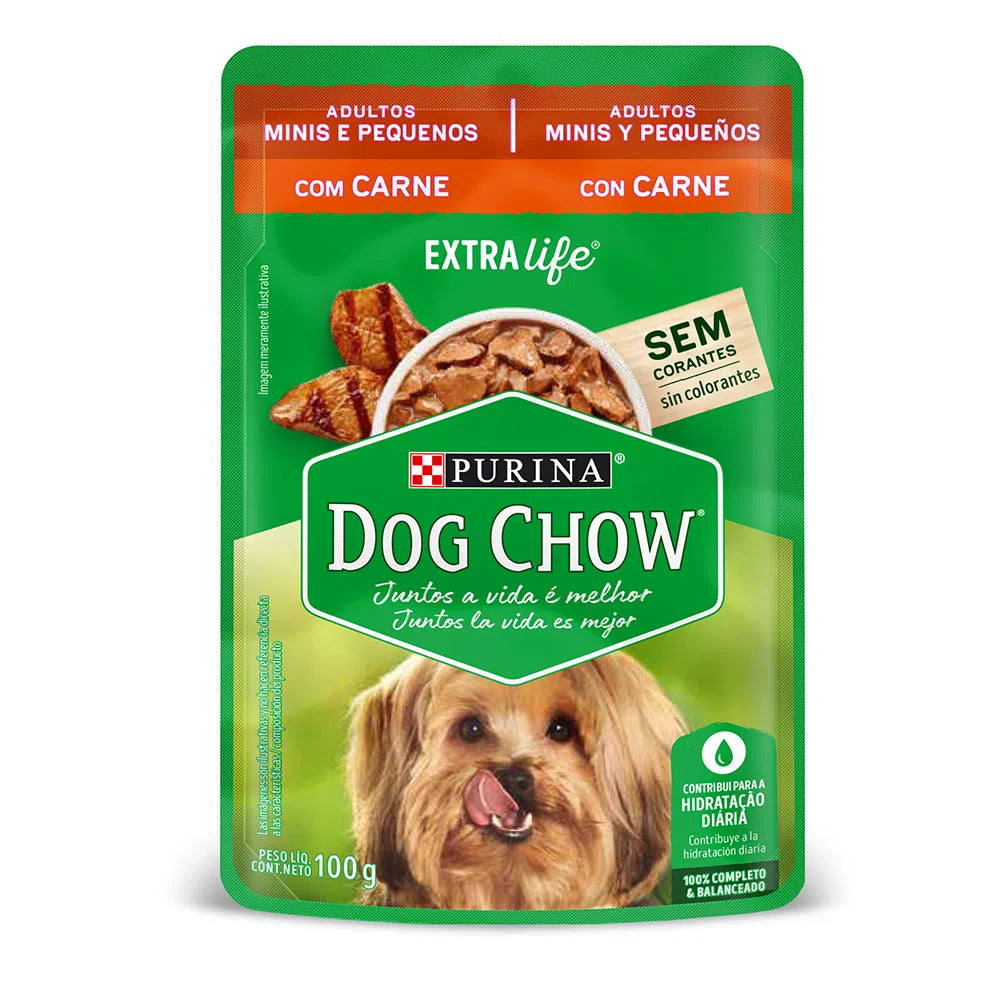 DOG CHOW - Alimento húmedo adulto raza mini y pequeña (Carne)